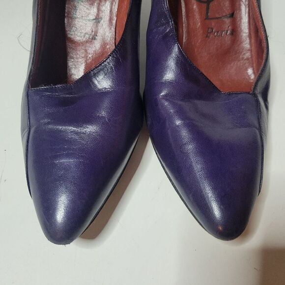 YSL Paris Vintage 2Tone Purple Leather Heels - Picture 5 of 16